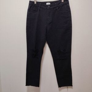 Tobi Black Distressed Straight Leg Mom Denim Jeans NEW 27
